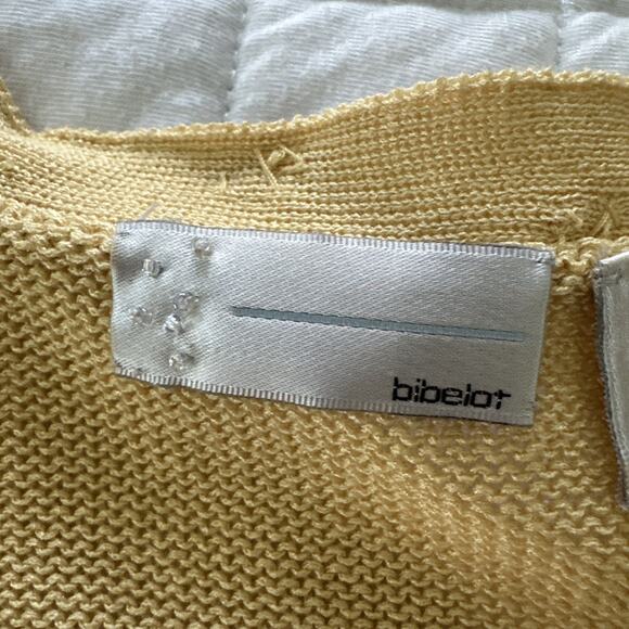 Vintage BIBELOT Sweater Womens Large Yellow Cardigan Floral Retro Dainty Cottage - Picture 5 of 8